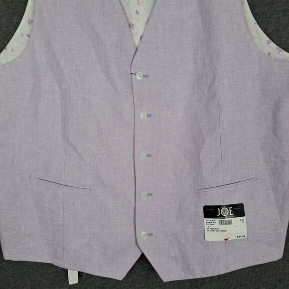 Joseph Abboud Men's Suit Vest Size 2X NWT Light Lilac Linen Cotton Button Front - Picture 5 of 9